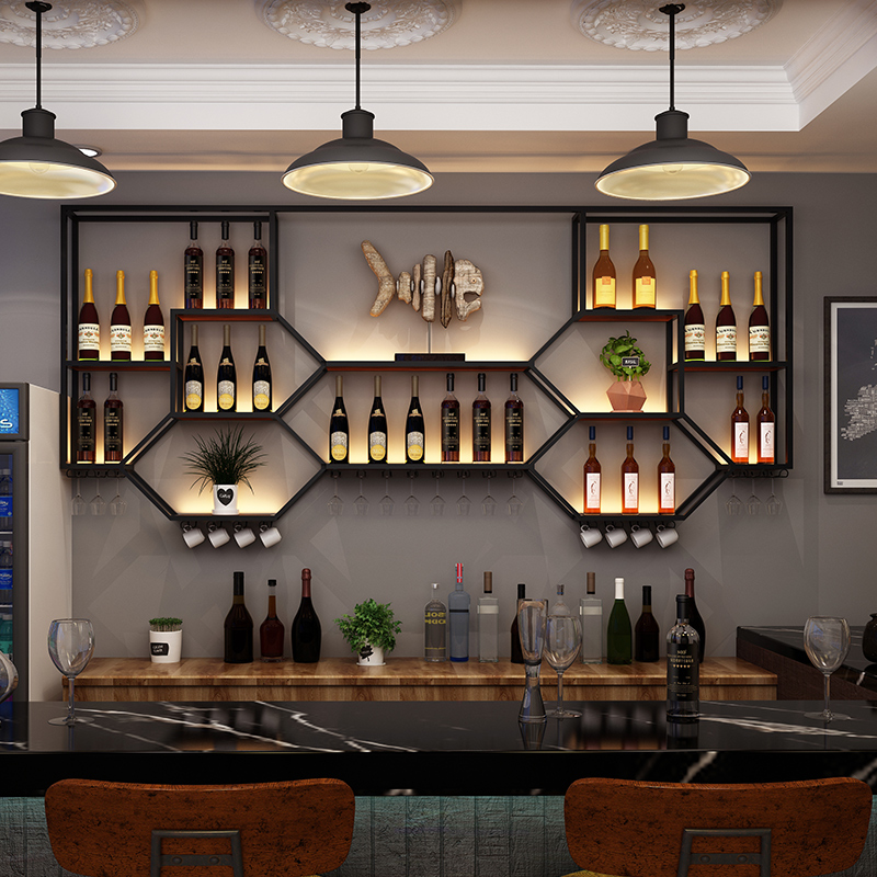 Metal Shelves Wine Cabinet Liv - Home Bar Shelf ulasan dan harga